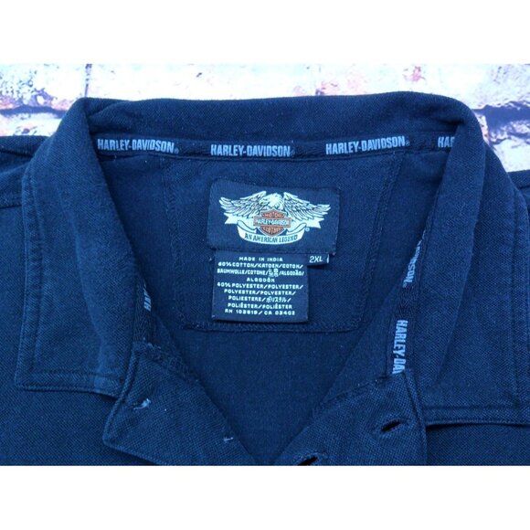 Harley-Davidson Men's 2XL Polo Shirt Black & Orange Cotton/Polyester Legendary M - Picture 3 of 10